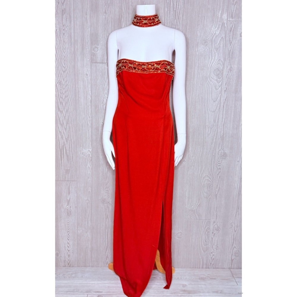 Vinatge Jessica McClintock gunne sax satan beaded sequin ball gown dress 9-10